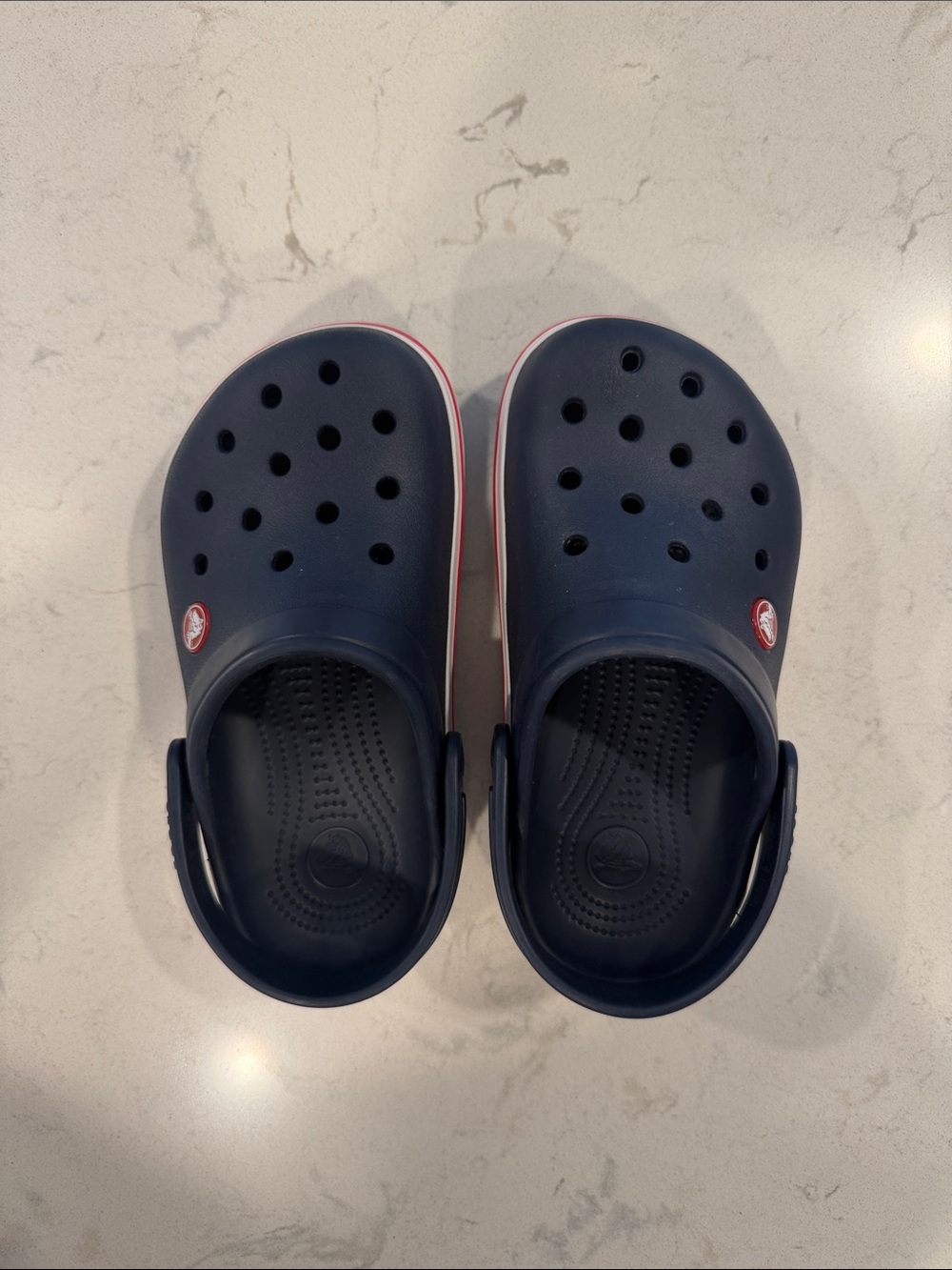 CROCS Kids Navy Clogs with Red-Trim Accent
